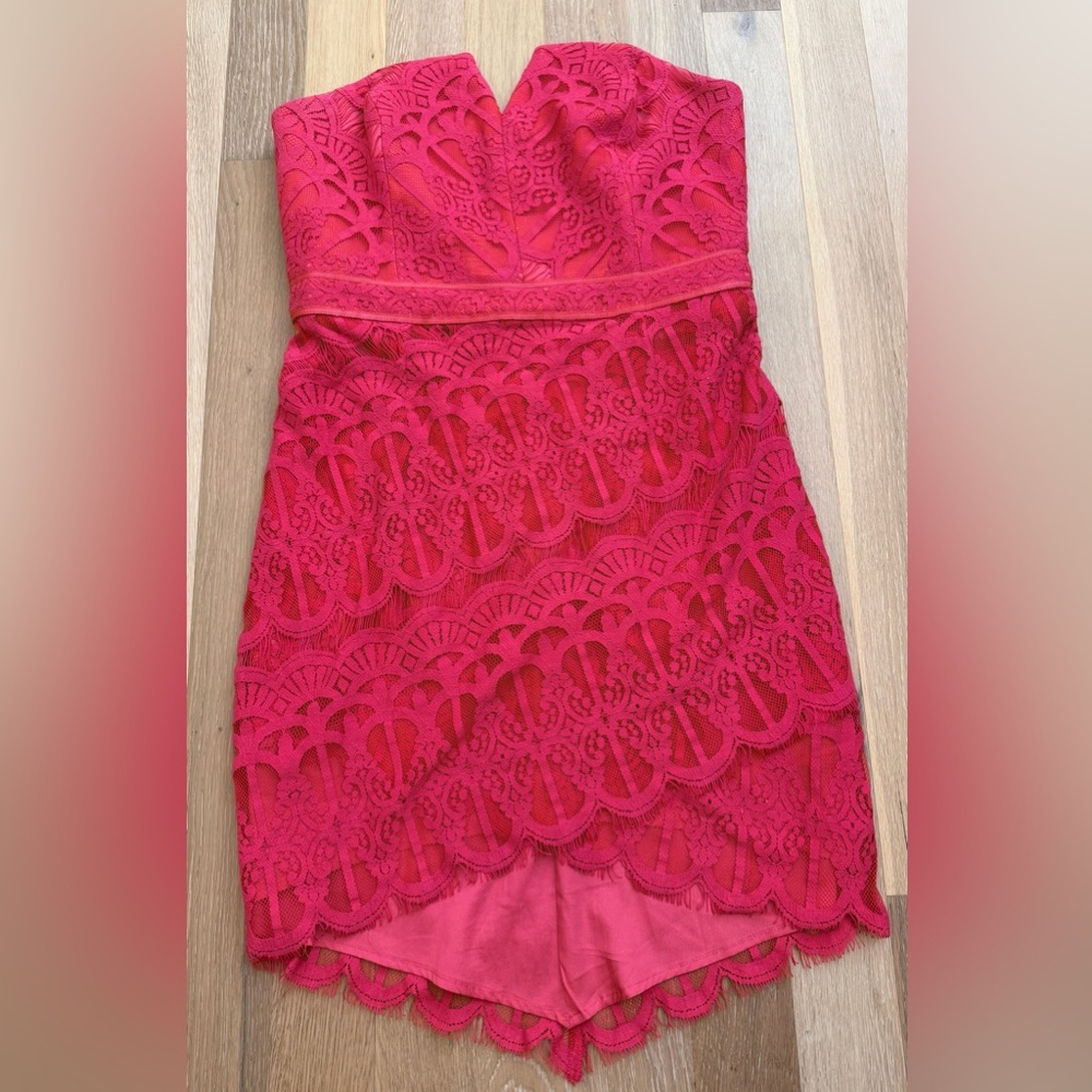 Adelyn Rae Hot Pink Strapless Dress